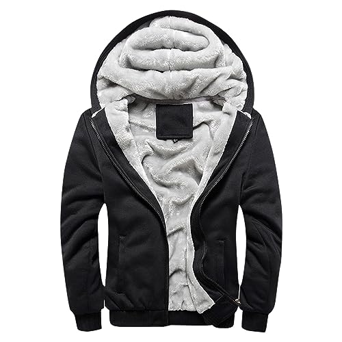 Hoodie Herren Oversize Herren Pullover Winter Hoodie Jacke Herren Kordelzug Zip Up Fleece Jacke Winter Decken Hoodie Blanket Hoodie Mit Reißverschluss Blouson Für Männer Herren Hoodie (Schwarz, L) von Rosennie