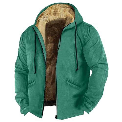 Kapuzenjacke Herren Usa Flagge Bedruckt Gefütterte Jacke Mit Reißverschluss Fleece Futter Sweatjacke Mit Kapuze Hoody Jacke Mit Taschen Cowboy Jacke Dick Winterjacke Übergangsjacke für Männer von Rosennie