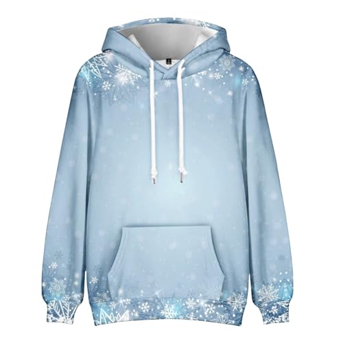 Kapuzenpullover Für Herren Zip Hoodie Herren Norweger Pullover Herren Laufshirt Herren Langarm Rentier Musterdruck Oversized Hoodie Hässlich Weihnachtspullover Lustige Hoodie (Himmelblau, 8Xl) von Rosennie