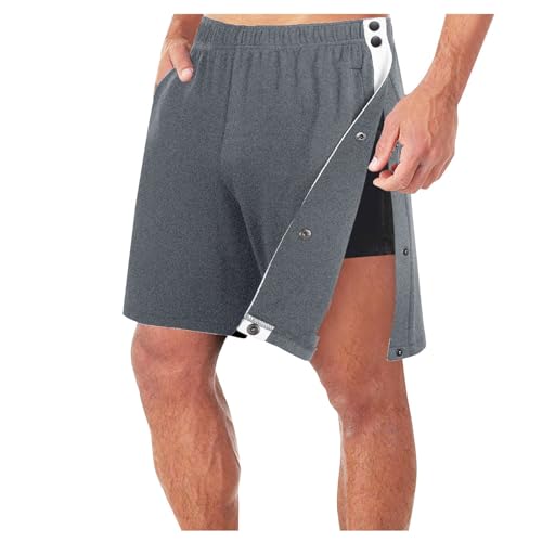 Kurze Hosen Herren Einfarbig Druckknopf Sweatshorts Mit Taschen Reha Hose Kurze Jogginghose Papas Shorts Locker Bermuda Shorts Stretch Freizeit Shorts Sport Shorts Laufshorts von Rosennie