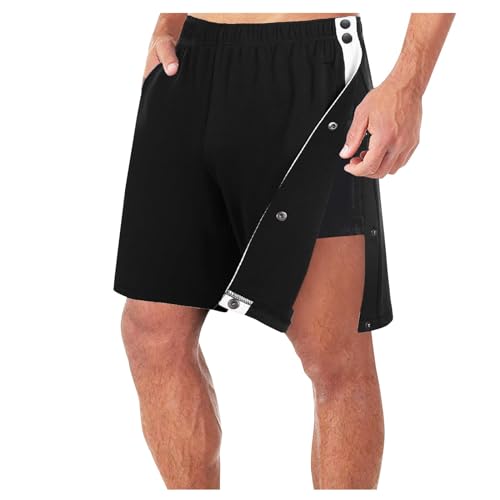 Kurze Hosen Herren Einfarbig Druckknopf Sweatshorts Mit Taschen Reha Hose Kurze Jogginghose Papas Shorts Locker Bermuda Shorts Stretch Freizeit Shorts Sport Shorts Laufshorts von Rosennie