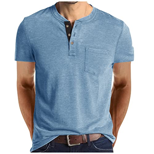 Long Sleeves Shirt Herren Hemd Halterung Herren T-Shirt Weiß Einfarbiges Knopfleiste Sommer T Shirt Kurzarm Stretch Poloshirt Mit Brusttasche Regular Fit Sport Tshirt Polohemd Herren Hellblau L von Rosennie