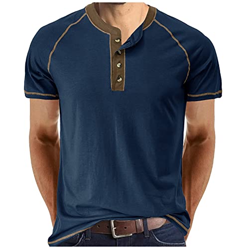 Poloshirt Herren Baumwolle,T Shirt Herren Rundhals Einfarbiges Knopfleiste Sommer T Shirt Kurzarm Stretch Poloshirt Mit Brusttasche Regular Fit Sport Tshirt Funktionsshirt von Rosennie