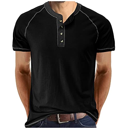 Poloshirt Herren Kurzarm,T Shirt Herren Rundhals Einfarbiges Knopfleiste Sommer T Shirt Kurzarm Stretch Poloshirt Mit Brusttasche Regular Fit Sport Tshirt Funktionsshirt von Rosennie