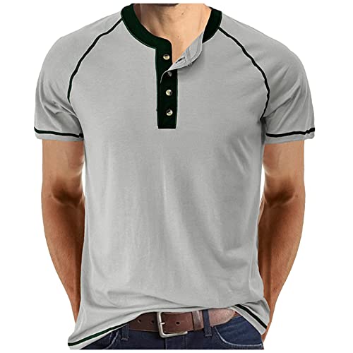 Poloshirt Herren Langarm,T Shirt Herren Rundhals Einfarbiges Knopfleiste Sommer T Shirt Kurzarm Stretch Poloshirt Mit Brusttasche Regular Fit Sport Tshirt Funktionsshirt von Rosennie