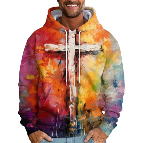 Pulli Herren Sweatjacke Herren Ohne Kapuze Pullover Weihnachten Herren Los Angeles Pullover 3D Druck Kapuzenjacke Mit Taschen Sweatjacke Mit Kapuze Leichte Sport Hoodie Für Männer (Orange, 4XL) von Rosennie