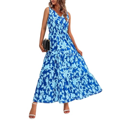 Rosennie Angebote des Tages Heute Damen Prinzessin Kleid Mädchen Sommerkleidung Damen Enges Kleid Damen Kleid Sexy Dress、 Sommerkleid Damen Leicht Lang Kleid Blau (Hellblau, L) von Rosennie