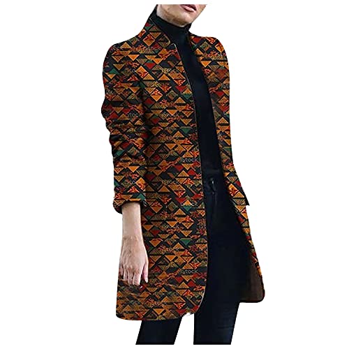 Rosennie Damen Mantel Mode Kariertes Stehkragen Wollmantel Winter Business Blazermantel übergroße Wolle Trenchcoat Elegant Frauen Langarm Lose Outwear Oberbekleidung Jacke von Rosennie