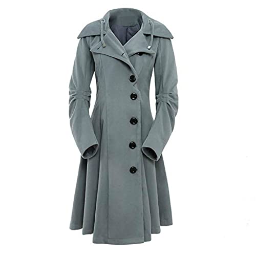 Rosennie Damen Mantel Trenchcoat Lang Wollmantel Umlegekragen Langarm Frauen Mittellanger Mantel Herbst Winter Elegant Einfarbig Frauenmantel Oversize Elegant Damen Übergangsjacke Wintermantel von Rosennie