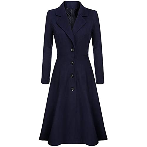 Rosennie Damen Winter Mantel Lang Wollmantel GroßE GrößEn Elegante Trenchcoat Schlanke Knöpfe Business Blazermantel Jacke Outwear Warm Frauenmantel Einfarbig Revers Trenchjacke von Rosennie