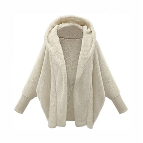 Rosennie Dirndl Jacke Damen Winter Mantel Damen Frau Damen Parka Gefüttert Einfarbiges Offener Vorderseite Teddy Fleece Jacke Oversized Sweatjacke mit Kapuze Fahrradjacke Damen (Weiß, S) von Rosennie