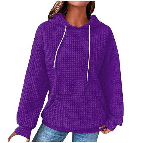 Rosennie Herbst Jacken für Damen Pullover Damen Winter Weihnachtspullover Damen Einfarbiges Rundhals Sweatshirt Ohne Kapuze Elegant Pulli XXL Hoodie Damen Oversized (Lila, XXL) von Rosennie