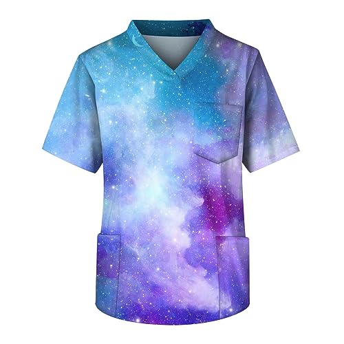 Rosennie Herren-Unterhemden Basic Tshirt Herren Hemd Herren Slim Fit V-Ausschnitt Musterdruck Bunte Kasacks Pflege Kurzarm Schlupfhemd Mit Taschen Locker Kasackhemd Herren Hemden (Sky Blue, XL) von Rosennie