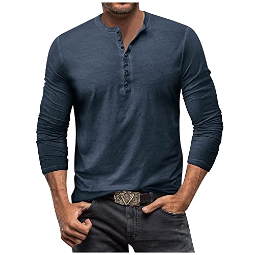 Rosennie Poloshirt Herren Halbe Knopfleiste Einfarbig Henley Shirt Langarm Regular Fit Sommer T Shirts Mit Brusttasche Slim Fit Golf Shirt Kompressionsshirt Businesshemden Für Herren von Rosennie