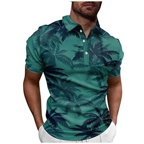 Rosennie Poloshirt Herren V-Ausschnitt Blumen Bedruckt Knopfleiste T Shirt Tailliert Golf Shirt Kurzarm Henley Shirt Basic Arbeits T Shirt Sommer T Shirt Kompressionsshirt Herren Freizeitshirt von Rosennie