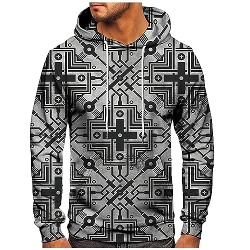 Rosennie Schusssichere Weste Zip Hoodie Herren Y2K Business Pullover Herren Gym Shirt Herren Oversize S-6Xl Tie Dye Cross Druck Kordelzug Kapuzenpullover Mit Taschen Herren Hoodie (Hellgrau, 6XL) von Rosennie