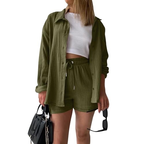 Rosennie Sommer Outfits Damen Bluse Damen T Shirts Damen Tactical Shirt Zweiteiler Outfit Damen Set Loungewear Damen Musselin Set Damen Travel Outfit Damen Dirndlbluse Spitze von Rosennie