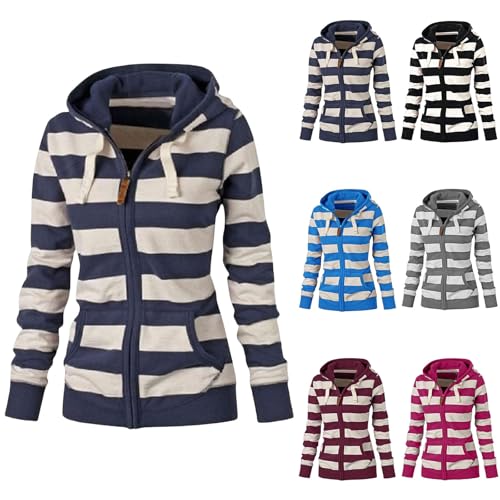 Rosennie Sweatjacke Damen Oversize Streifen Pullover Sweatshirt Jacke Mit Kapuze Sportjacke Damen Zipper Hoodie Kapuzenjacke Langarm Sweatshirt Sport Style Casual Kapuzenpullover Mit Reißverschluss M Rosennie Sweatjacke Damen Oversize Streifen Pullover Sweatshirt Jacke Mit Kapuze Sportjacke Damen Zipper Hoodie Kapuzenjacke Langarm Sweatshirt Sport Style Casual Kapuzenpullover Mit Reißverschluss M von Rosennie