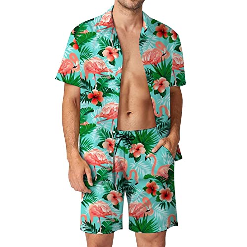 Rosennie T-Shirt Herren Compression Shirt Haiwaii Hemd Anana Druck Hawaii Hemd Stretch Badeshorts Zweiteiliges Sets Sommer 2 Teiliges Set Freizeitanzug Shirt Herren (Cyan, S) von Rosennie