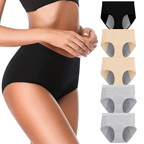 Rosennie Unterhosen Damen, 5er Pack Stretch Baumwolle Hohe Taille Slips Damen Atmungsaktiv Panties Weich Frauen Kontrastfarbe Pantys Mehrpack Bequeme Frauen Unterwäsche von Rosennie