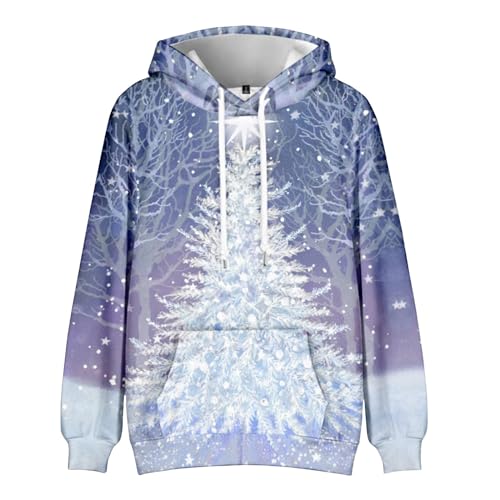 Rosennie Weihnachten Pullover Rentier Musterdruck Oversized Hoodie Hässlich Weihnachtspullover Mit Taschen Lustige Hoodie Für Männer Festlich Festival Hoodie Basic Kapuzenjacke Sweatshirt Mit Kapuze von Rosennie