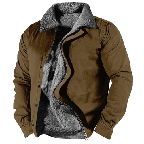 Rosennie Winter Jacket Men College Jacke Herren Herren Parka Winter Winter Jacken Für Männer Revers Einfarbig Gefütterte Jacke Mit Reißverschluss Dicken Fleecejacke Herrenjacke (Braun, Xxl) von Rosennie