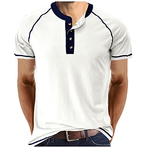 Schwarzes Poloshirt Herren,T Shirt Herren Rundhals Einfarbiges Knopfleiste Sommer T Shirt Kurzarm Stretch Poloshirt Mit Brusttasche Regular Fit Sport Tshirt Funktionsshirt von Rosennie