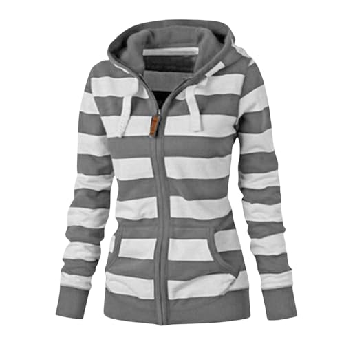 Sweatjacke Damen Oversize Streifen Pullover Sweatshirt Jacke Mit Kapuze Sportjacke Damen Zipper Hoodie Kapuzenjacke Langarm Sweatshirt Sport Style Casual Kapuzenpullover Mit Reißverschluss Gray L Sweatjacke Damen Oversize Streifen Pullover Sweatshirt Jacke Mit Kapuze Sportjacke Damen Zipper Hoodie Kapuzenjacke Langarm Sweatshirt Sport Style Casual Kapuzenpullover Mit Reißverschluss Gray L von Rosennie