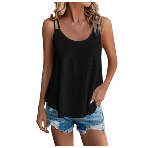 Tank Top Damen Sommer Spaghetti Oberteile Sommermode Ärmellose Shirt U-Ausschnitt Netzoberteil Rückenfrei Netzshirt Elegant Cami Top Locker Camisole Top von Rosennie