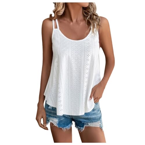 Tank Top Damen Sommer Spaghetti Oberteile Sommermode Ärmellose Shirt U-Ausschnitt Netzoberteil Rückenfrei Netzshirt Elegant Cami Top Locker Camisole Top von Rosennie