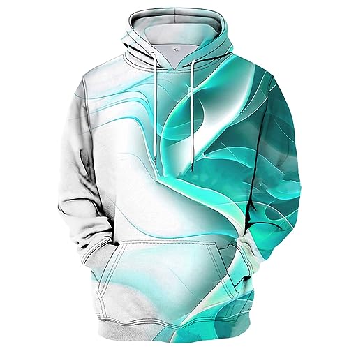 Zip Up Hoodie Kapuzenpullover Für Herren Sweatjacke Herren Mit Kapuze 3D Druck Kordelzug Kapuzenpullover Mit Taschen Loose Fit Kuschel Hoodie Baggy Sweatshirt Mit Kapuze Pulli Decke (Grau, XXL) von Rosennie