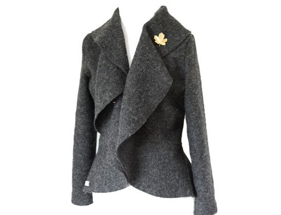 Bolero Damen Wolljacke in Anthrazit Wollwalk Gr.xs-L Nach Maß von RosenrotMode