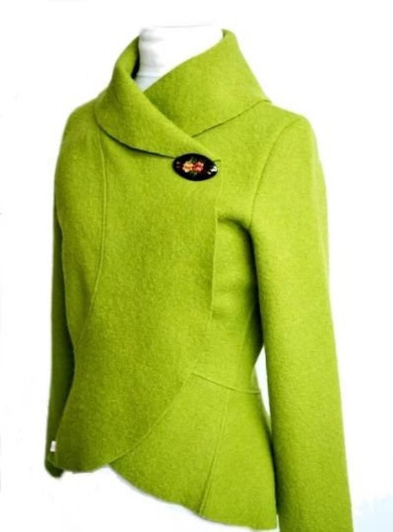 Damen Jacke Bolero Aus Wolle in Apfelgrün Gr.xs-L Nach Maß von RosenrotMode