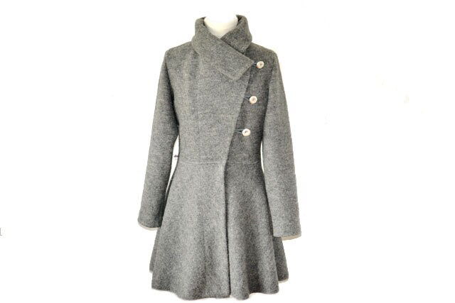 Damen Wollmantel Für Den Winter Grau Meliert Gr.xs-L Nach Maß Wollwalk von RosenrotMode