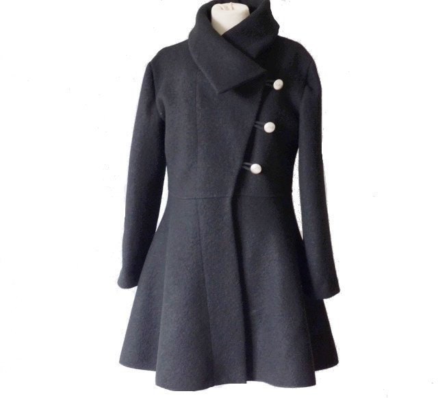 Damen Wollmantel Walkwolle Gr.xs-L Schwarz Nach Maß von RosenrotMode