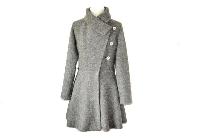 Origami Wollmantel Aus Wollwalk Grau Meliert Gr.xs-L Nach Maß von RosenrotMode