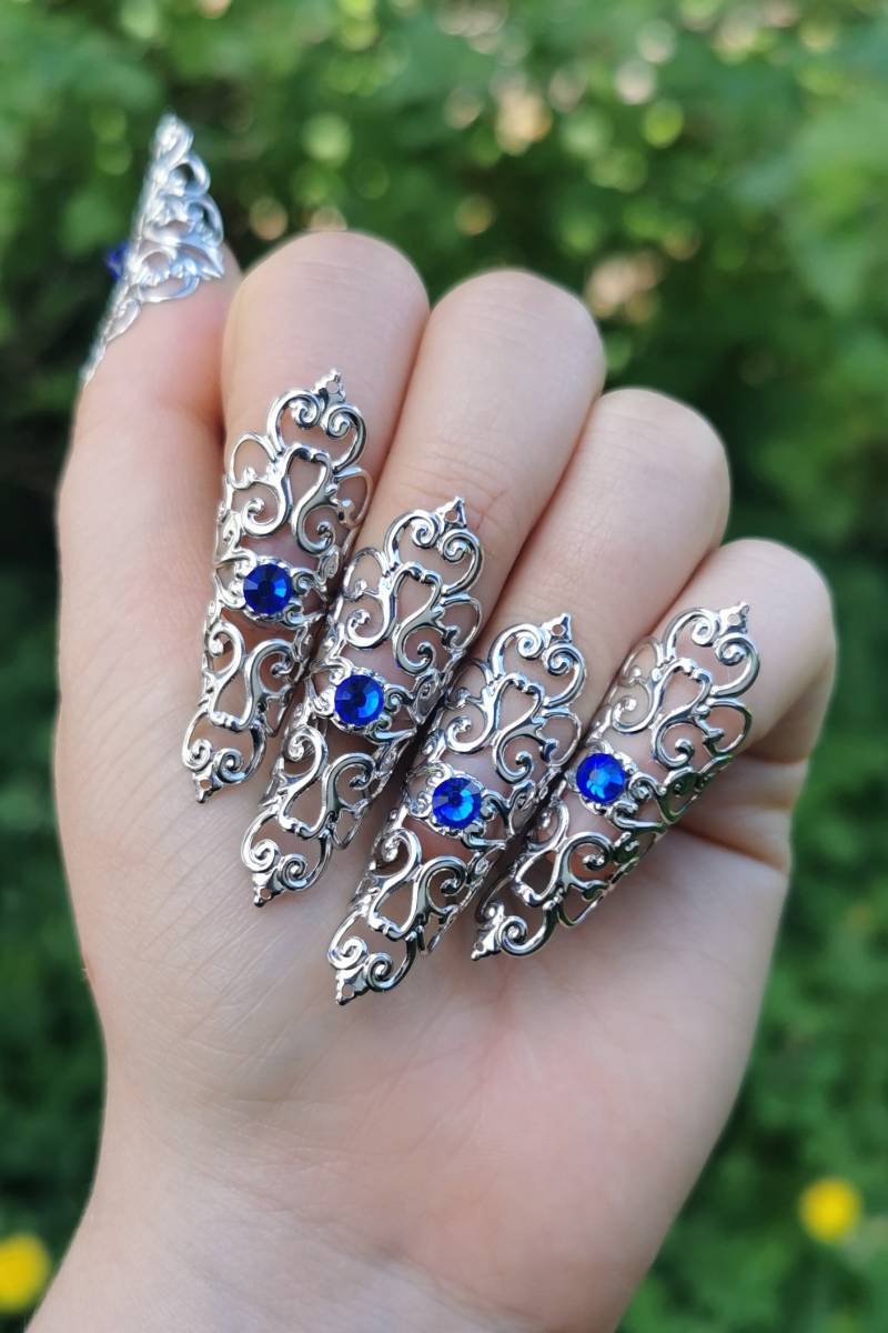 5Pc Fairytail Nails ~ Elb Elfe Filigree Claws Tips Goth Gothic von Rosenrotdesign