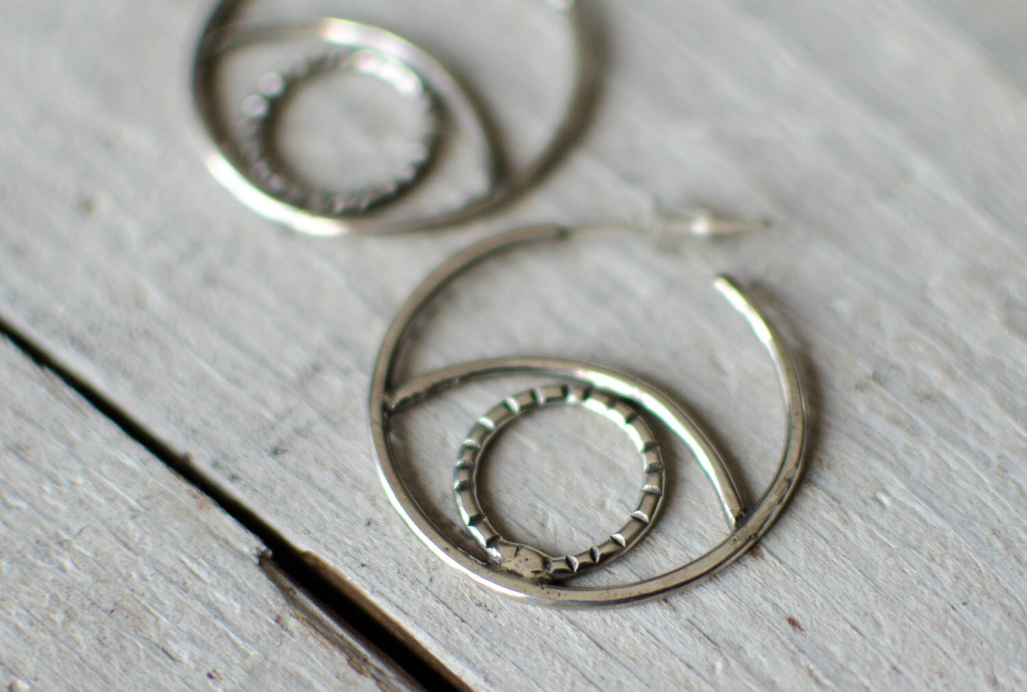 Creole-Ohrring Aus Massivem Silber, Ethnisch, Roma, Stammesstil, 3 cm von Rosepoudre