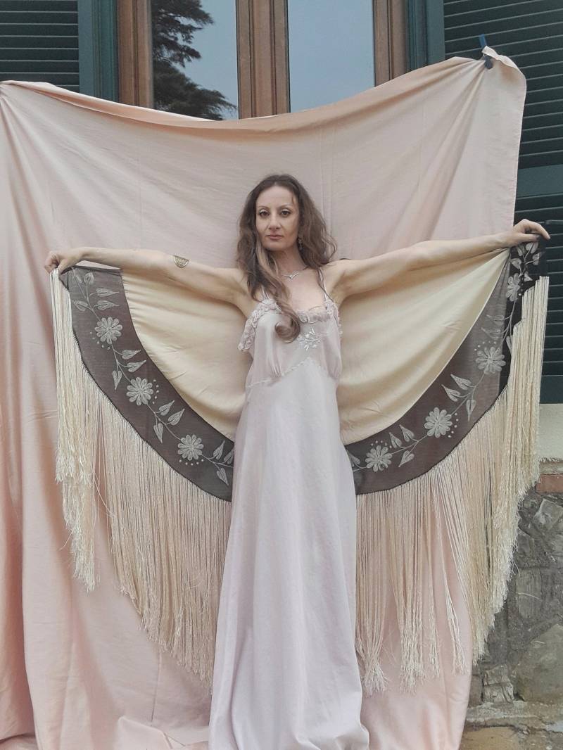 Vintage Maxi-Seidenschal Vintage Maxi-Seidenschal von RosesandVintageShop
