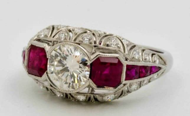 Labor Erstellt Rubin Diamant Ring, Art-Deco-Ehering, Vintage-stil Verlobungsring, 1, 30 Ct Diamanten Im Rundschliff, Ring Für Sie, Geschenkring von Rosewinejewel