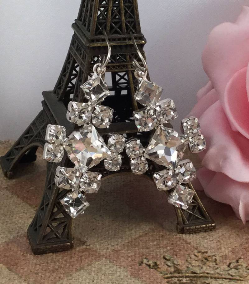 Vintage Schmuck Ohrringe Weiß Kristall Strasssteine Antik Silber Art Deco Kleid Hochzeit Brautmutter Der Braut Vintage Schmuck Ohrringe Weiß Kristall Strasssteine Antik Silber Art Deco Kleid Hochzeit Brautmutter Der Braut von Roseworthysvintage