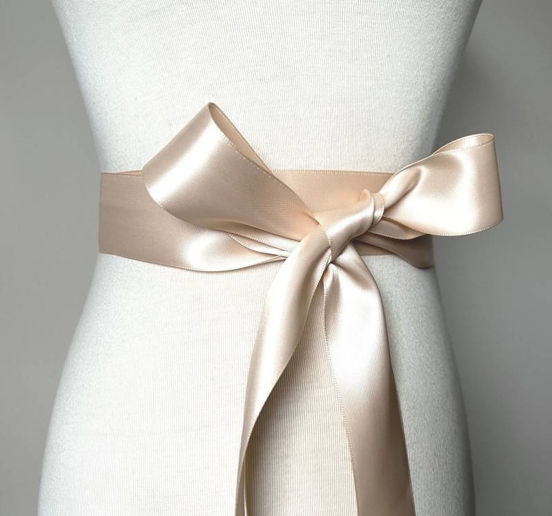 1, 5 Zoll | 3, 8 cm Oder 38 Mm Band Schärpe-Champagner Gürtel-Blumen Mädchen Schärpe-Braut Schärpe-Bridesmaid Schärpe-Hochzeit Schärpe-Double Satin von RoseybloomBoutique