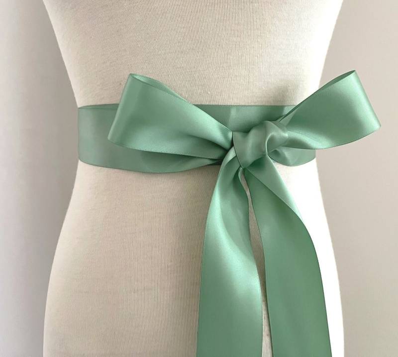 1, 5 Zoll | 3, 8 cm Oder 38 Mm Band Schärpe-Sage Grüne Schärpe-Grüne Gürtel-Blumen-Mädchen Schärpe-Braut Schärpe-Brautjungfer von RoseybloomBoutique