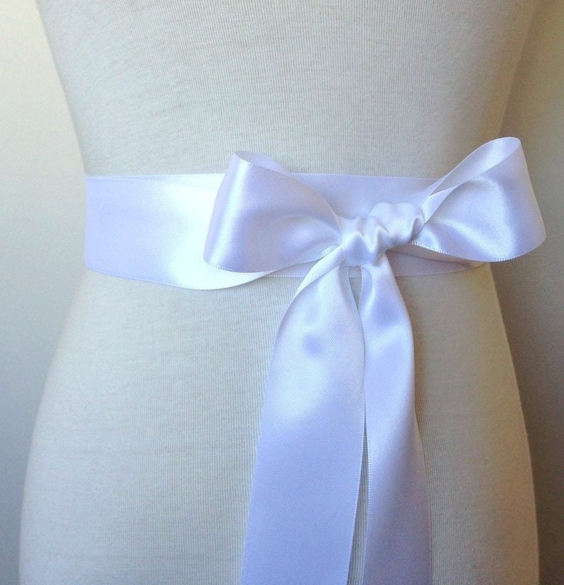 1, 5 Zoll | 3, 8 cm Oder 38 Mm Band Schärpe-Weiße Gürtel-Weiße Schleife-Blumen-Mädchen Schärpe-Braut Schärpe-Bridesmaid Schärpe-Hochzeit von RoseybloomBoutique