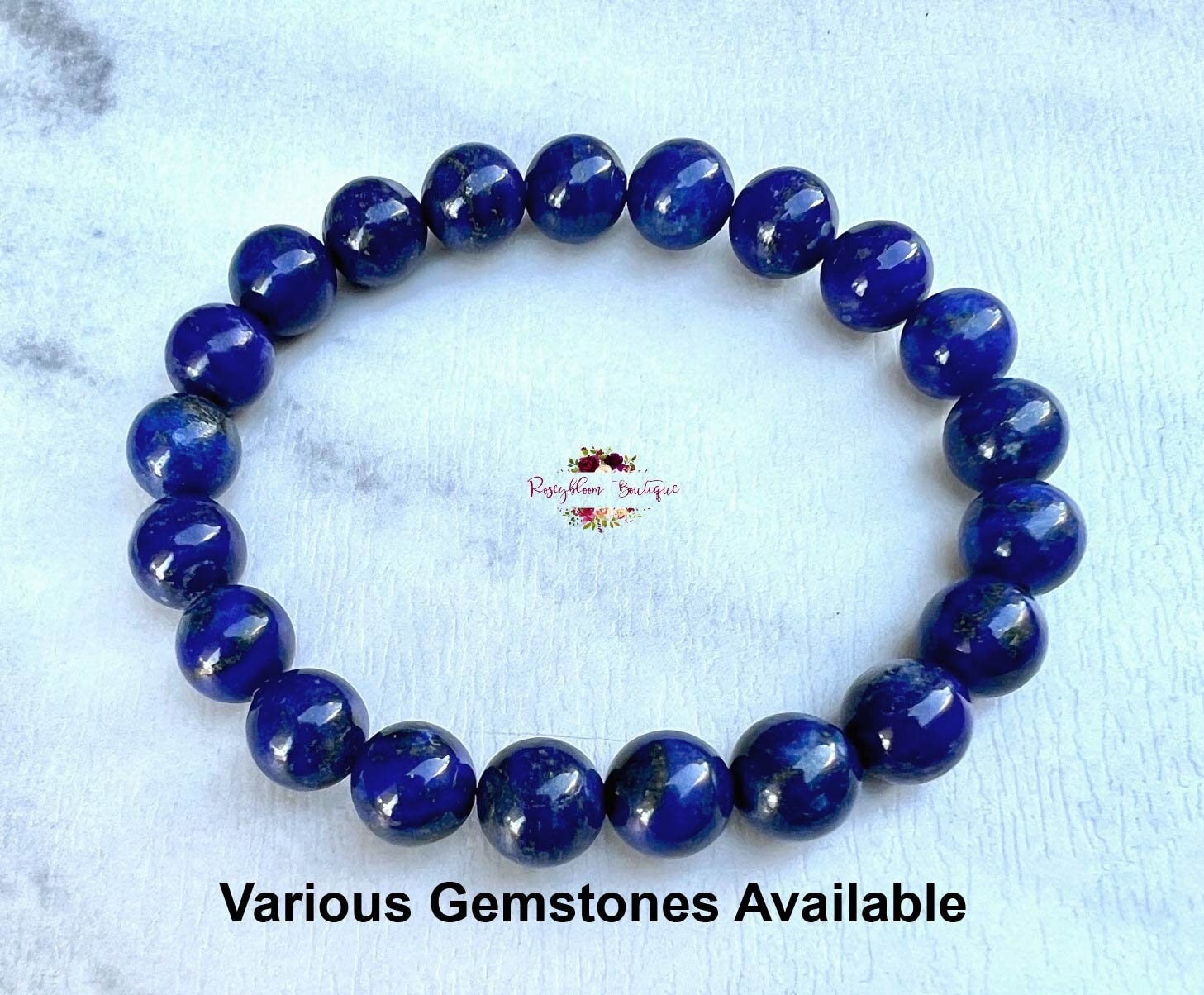 Lapislazuli Armband-8 Mm Klasse A Echtes Königsblau Lapis Lazuli-Kristall Armband-Edelstein Armband-stein Armband-Natürliche Lazuli von RoseybloomBoutique