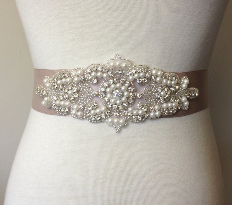 Taupe Schärpe-Taupe Gürtel-Braut Schärpe-strass Gürtel-strass Schärpe-Braut Perle Gürtel-Satinband Gürtel von RoseybloomBoutique