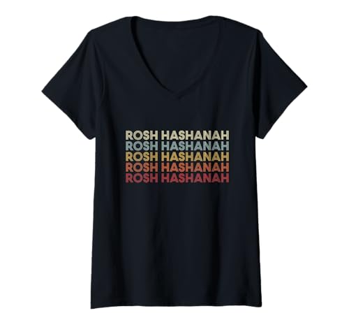 Damen Rosh Hashanah Shofar Yom Kippur Repeat Jewish Hanukkah Elul T-Shirt mit V-Ausschnitt Damen Rosh Hashanah Shofar Yom Kippur Repeat Jewish Hanukkah Elul T-Shirt mit V-Ausschnitt von Rosh Hashanah Shofar Yom Kippur Jewish New Year