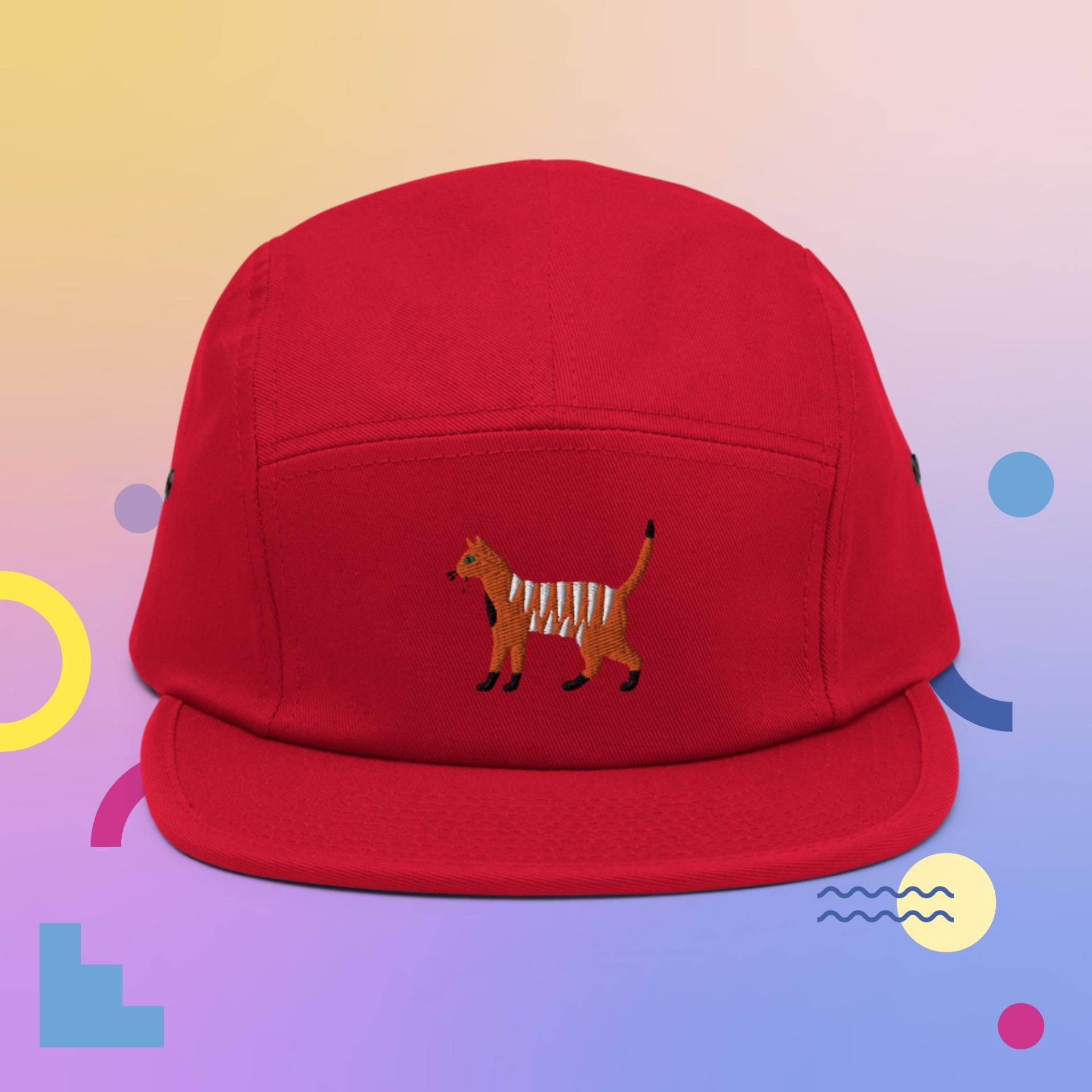 Unisex 5 Panel Cap Schirmmütze Mit Bestickter Katze von RosiFeist