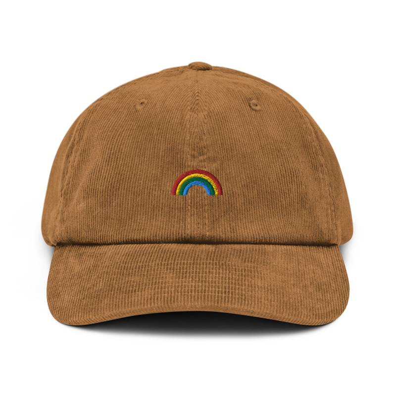 Unisex Dad Hat Aus Baumwoll-Cord Bestickt Mit Regenbogen/Rainbow von RosiFeist