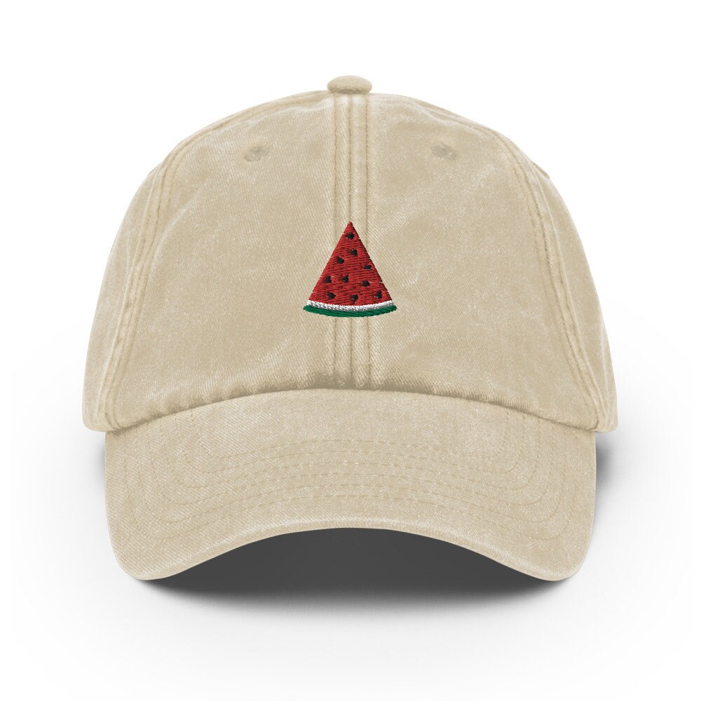 Unisex Vintage-style-Cap/Dad Hat Baseball Cap Besticktem Melonenstück Melon Slice von RosiFeist